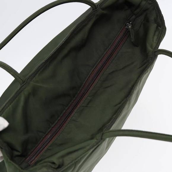 PRADA Tote Bag Nylon Khaki Silver Auth 86343 - Picture 6 of 16